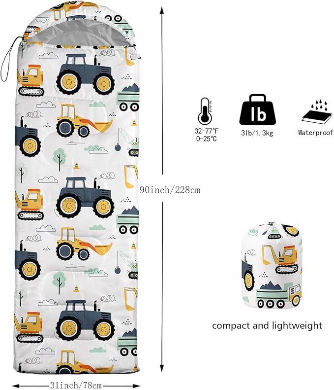 Kids Sleeping Bag for Boys Girls,Cute Puppy Print-Lightweight Warm Portable Outdoor Indoor-Waterproof Cold Weather Resistant Sleeping Bag for Camping Hiking