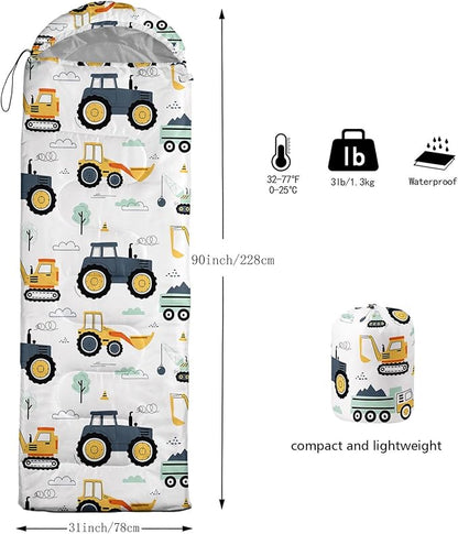 Kids Sleeping Bag for Boys Girls,Cute Puppy Print-Lightweight Warm Portable Outdoor Indoor-Waterproof Cold Weather Resistant Sleeping Bag for Camping Hiking