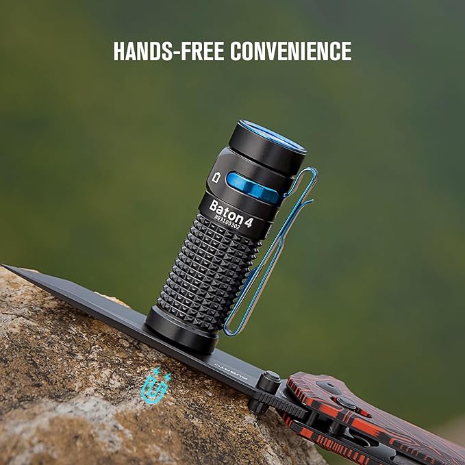 OLIGHT Baton4 Premium Edition EDC Flashlights 1300 Lumens with Type-C Charging Box, Powered by Rechargeable Battery, Small Bright Flashlight IPX8 Waterproof for Camping, Emergencies, Outdoors (Black)