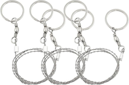 3 Pcs Hand Pocket Chainsaw Stainless Steel Emergency Saw Kit Mini Survival Wire Saw with Round Handle for Cutting Hunting Hiking Backpacking Gear(Silver)