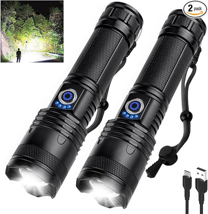 LED Rechargeable Flashlights High Lumens Flash Light, 990,000 Lumens Super Bright Powerful Tactical Flashlight, 5 Modes IPX6 Waterproof Handheld Flashlights for Camping Emergencies