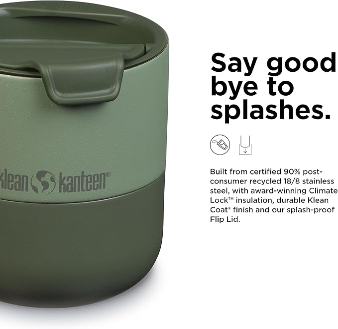 Klean Kanteen Rise 10oz Lowball - Stainless Steel Tumbler with Flip Lid - Sea Spray
