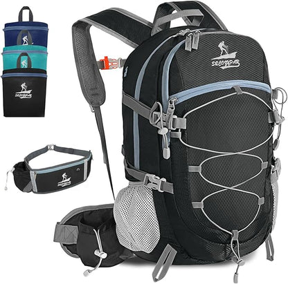 Hiking Backpack Packable 40L Foldable - Lightweight Camping Travel Daypacks Water-resistant Backpacks Outdoor Sports for Men Women (Black)