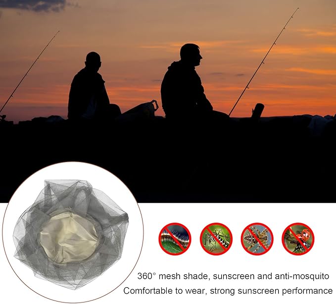 JIABEIUS 6 Pcs Mosquito Netting, Premium Head Net Face Mesh with Extra Fine Holes, Mosquito Hat Mask Head Cover for Camping Hiking Fishing Protecting from Insect Bug Bee Mosquito Gnats