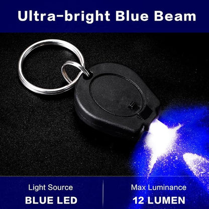 6 Pack Ultra Bright Blue Light Keychain Flashlight, Mini Blue LED Keychain Flashlight, Blue Keychain Flashlight for Night Observation