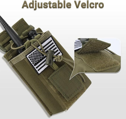 2 Pack Radio Case Radio Holder Molle Tactical Radio Holster Military Heavy Duty Radios Pouch Bag for Baofeng UV-5R F8HP UV-5R GT-3 UV-82 Two Ways Walkie Talkies Compatible with Bags Packs/Duffels