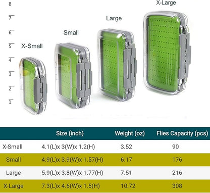 M MAXIMUMCATCH Maxcatch Fly Box Two Sided Waterproof Jig Fly Fishing Boxes for Dry Wet Nymph Flies 4 Sizes Clear Lid