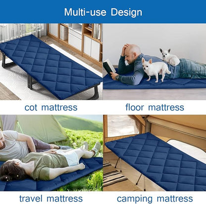 Cot Mattress Pad (Improved Thickness) Quilted Cot Pads for Camping, Sleeping Mattress Topper 30" X 75" for Camp/Rv Bunk/Narrow Twin Beds
