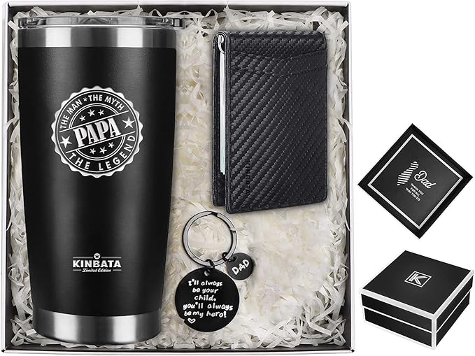 Birthday Gifts for Dad from Daughter,Wife,Son,Kids-Fathers Day Best Gifts for Men Personalized Gifts for Him PaPa Who Wants Nothing Basket for StepDad,Husband,Uncle,Grandpa Slim Wallet
