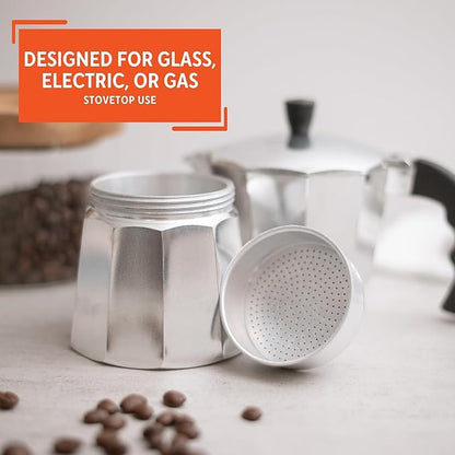 IMUSA USA B120-42V Aluminum Espresso Stovetop Coffeemaker 3-Cup, Silver (Pack of 1)