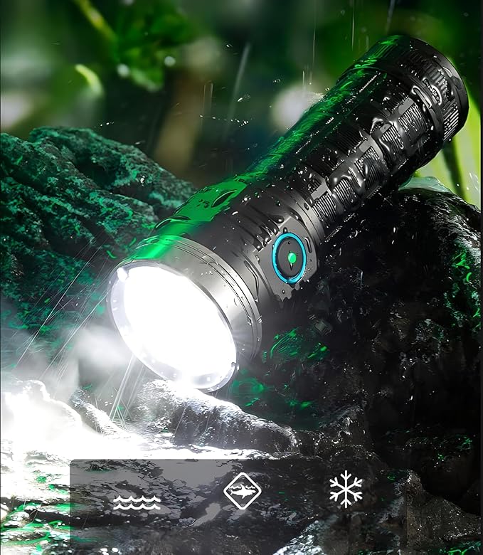 Rechargeable Flashlights High Lumens, Super Bright Flash Light, Led Flashlight with 5 Lighting Modes for Camping, Hiking, Dog Walking , Portable Tactical Flashlights for Camping Biking Hiking Outd