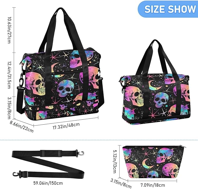 Women's Weekender Duffle Bag for Travel and Gym with Toiletry and Shoes Compartment