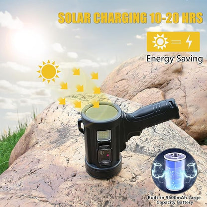 100000 Lumen Spotlight, Led Rechargeable Spotlight Flashlight with Tripod, 6 Modes and 3 Colors Filter, Super Bright Solar Spot Lights Outdoor Handheld for Hunting, Boating, Camping