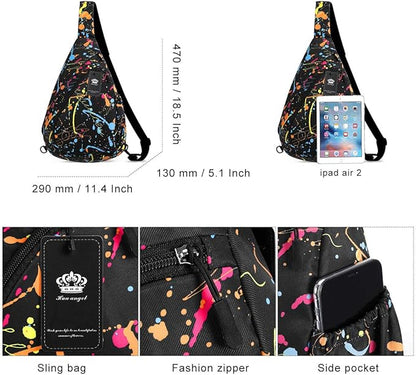 HUA ANGEL Crossbody Sling Bag for Men & Women Lightweight Waterproof Chest Shoulder Bag for Travel Hiking & Everyday Use