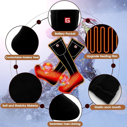 Autocastle Electric Battery Heated Socks Rechargeable Battery Powered Heating Sox Cold Weather Heat Socks for Men Women Outdoor Ride Camp Hike Warm Winter Socks Motorcycle Ski Thermo Foot Warmer Socks