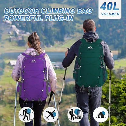 BKNOOU 40L Lightweight Hiking Backpack Packable Camping Backpack Waterproof Hiking Daypack Men Women Foldable Travel Daypack