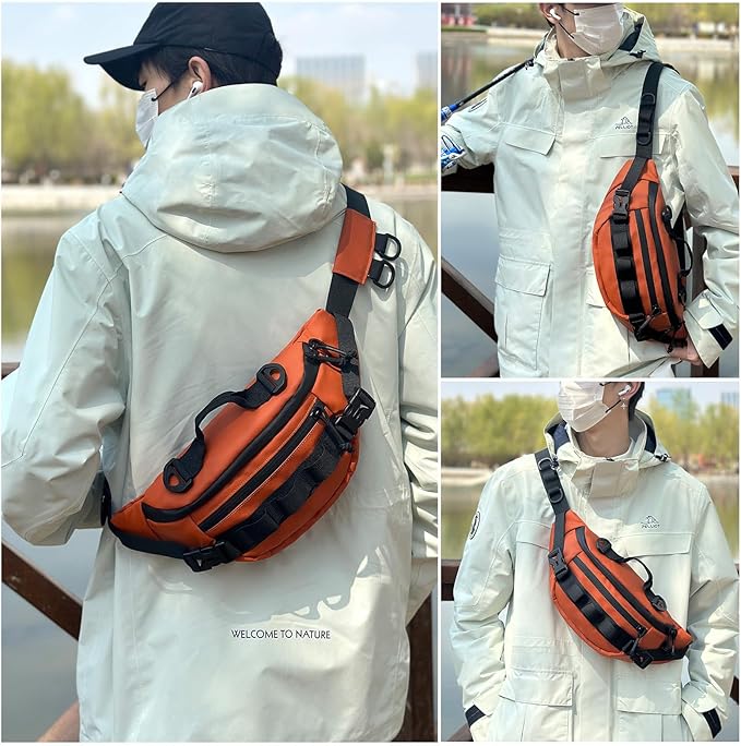 CamGo Tactical Fanny Pack for Men Women Military Waist Bag Molle Utility Hip Belt Pouch Crossbody Bags Bumbag for Cycling Hiking Walking Fishing Orange