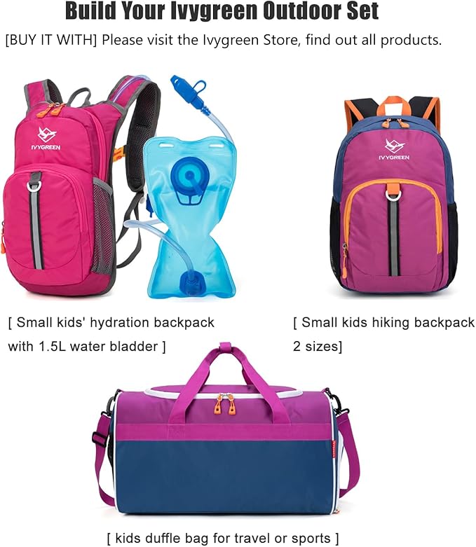 Little Kids Hiking Backpack for Boys or Girls, Small Daypack for Camping or Travel (Purple)