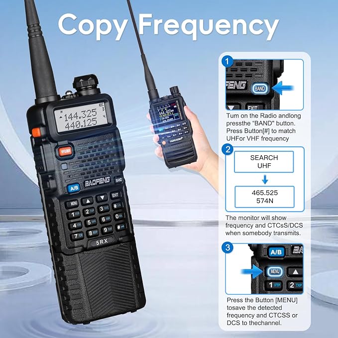 BAOFENG UV-5RX (Upgraded of UV-5R) Multi-Band Ham Radio, 136-174/400-520Mhz Receiving, Two Way Radio with 3800mAh Rechargeable and 711 Antenna (2 Pack)