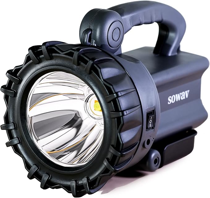 Rechargeable Spotlight, Super Bright Flashlights High Lumens, LED Searchlight with Handle, IPX4 Waterproof Spot Lights for Home Security, Camping, Boat, Hunting, Emergency Power Outage
