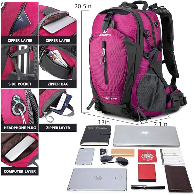 40L Waterproof Lightweight Hiking,Camping,Travel Backpack for Men Women