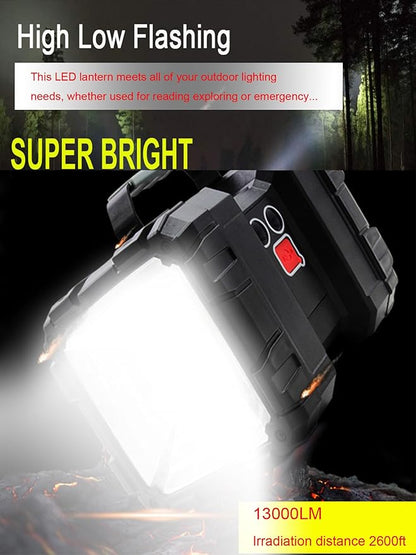Rechargeable LED Searchlight Flashlight, LED Spotlight Big Power Capacity 13000LM 20h Ultra-Long Standby 7 Lights Modes Camping Work Light, Waterproof, Power Bank, for Home, Outdoor (45 LEDs)
