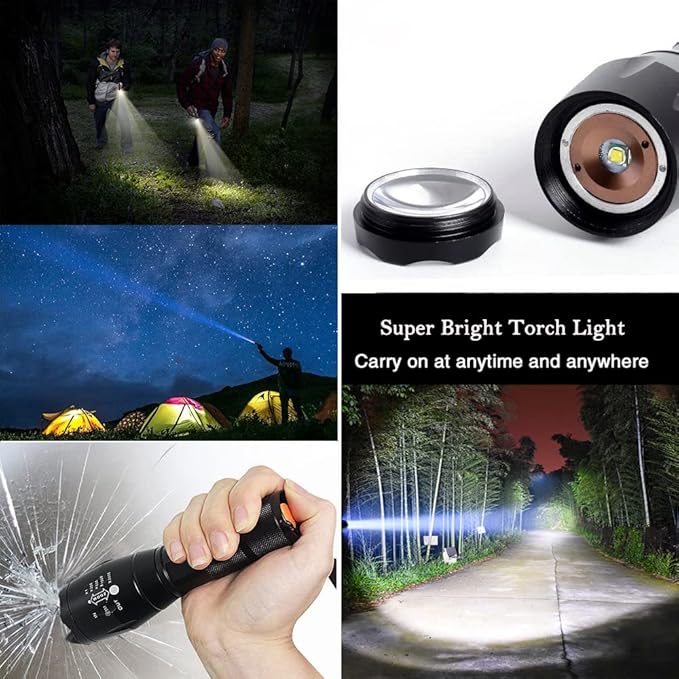 2 Pack Military Grade Single Mode High Lumens Led Tactical Flashlight for Outdoor Camping Hiking Emergency