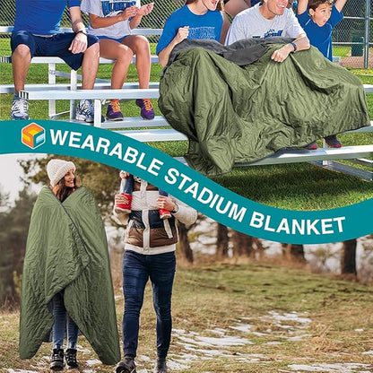 SUN CUBE Large Waterproof Camping Blanket, Fleece Quilted Stadium Blanket for Cold Weather, Windproof Foldable Outdoor Blanket Mat for Picnic, Beach, Pets, Car, 60x80in
