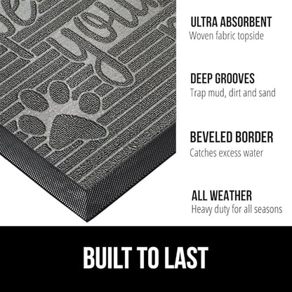 GORILLA GRIP 100% Waterproof All-Season WeatherMax Doormat, Durable Natural Rubber, Stain and Fade Resistant, Low Profile, Indoor Outdoor Door Mats, Easy Clean Patio Entrance Mat, 17x29, Stone Paws