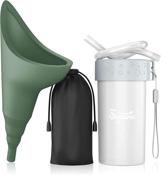 Female Urination Device,Portable Reusable Urinal Funnel with Extension Tube,Small Folding Storage,Suitable for Travel, Festivals, Camping,Traffic Jams,Etc,Includes Waterproof Bag,Waterproof Cup