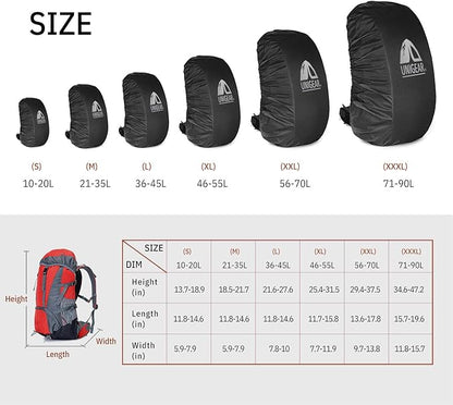 Unigear Backpack Rain Cover Waterproof Rating 5000mm, Ultraportable and Durable with 2 Anti-Slip Buckle Strap, Integrated Carry Pouch Design