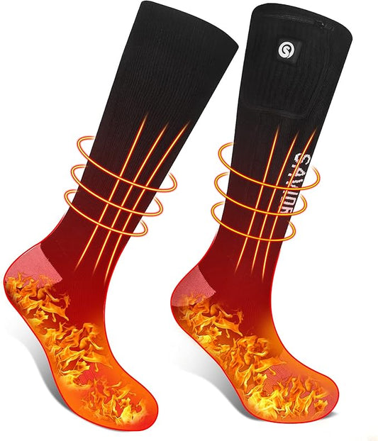 Heated Socks, Battery Rechargeable Electric Heating Socks, Thermal Warm Socks for Men Women Hiking Camping Winter Footwarmers