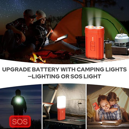 Portable Shower for Camping, Updated Two-Way Power Supply, 4400mAh Electric Camp Shower Pump with LED Camping Light, Outdoor Portable Shower Head Kit for Camping Hiking Traveling