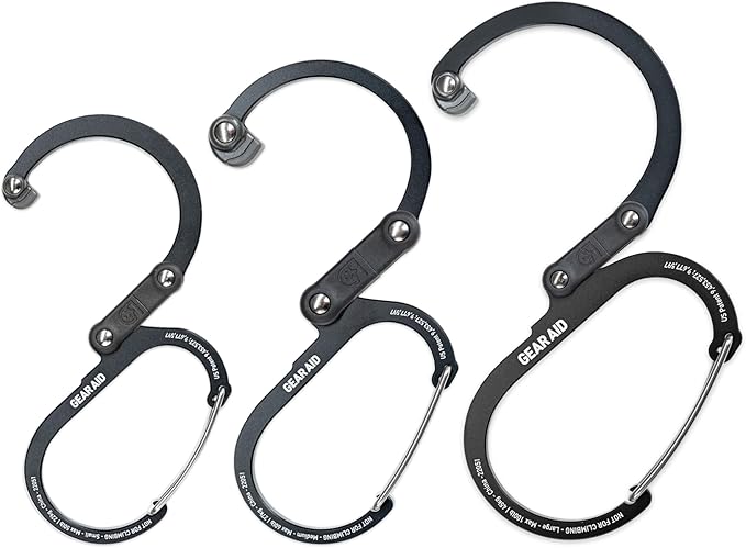 GEAR AID HEROCLIP 360° Swivel Carabiner Gear Clip and Hook (Medium) for Camping, Backpack, Suitcases and Garage Organization