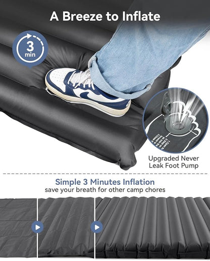 Hikenture Double Sleeping Pad for Camping 2 Person (Grey)