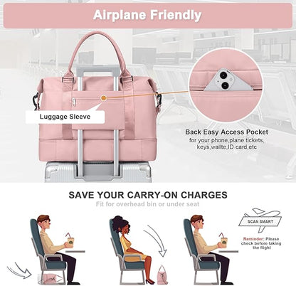 Travel Duffel Bag,Sports Tote Gym Bag,Shoulder Weekender Overnight Bag for Women