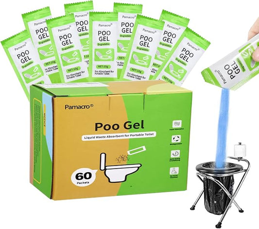 Portable Toilet Powder, Fast-Absorbing Camping Toilet Chemicals, for Camping Outdoor Recreation Portable Toilet Rapidly Biodegradable Eco Poo Gel, Liquid Waste Gelling and Deodorizing Powder