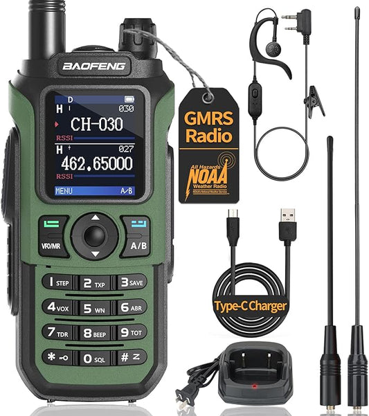 BAOFENG GMRS Radio GM21 GMRS Handheld Radio Long Range Walkie Talkies for UV-5R GMRS Rechargeable Two Way Radio with GMRS 771 NOAA Weather Receiver,999 Channels,Copy Frequency and USB-C Charger