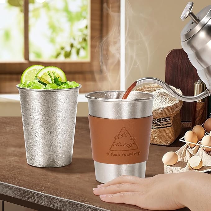 Titanium Beer Mug Cup 11.8 Oz/350ml Pint Cup Stackable Titanium Outdoor Camping Hiking Picnic Home Use