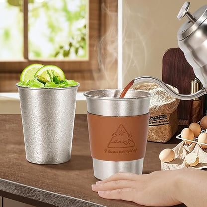 Titanium Beer Mug Cup 11.8 Oz/350ml Pint Cup Stackable Titanium Outdoor Camping Hiking Picnic Home Use