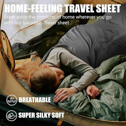 Frelaxy Ultralight Sleeping Bag Liner - Lighter & Compact, 3 Sizes Travel Sheets & Adult Sleep Sack, Comfy Breathable & Cooling & Silky Soft, Quick-Drying, for Backpacking, Hotel, Camping, Hostels
