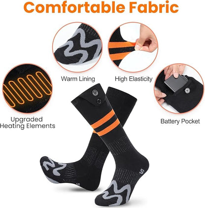 Heated Socks, Rechargeable Heated Socks for Men Women, 7.4V 3000mAh Battery Powered Electric Socks with APP Control 3 Heating Levels Foot Warmer for Winter Outdoor Sports Hunting Skiing Camping Hiking