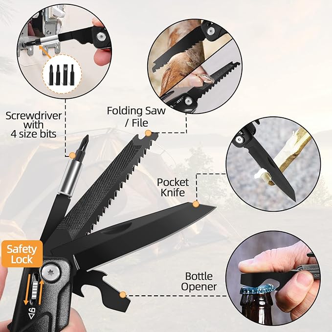 Father's Day Gifts, Hammer Multitool 15 in 1 Birthday Gifts for Men Dad Husband Boyfriend Camping Accessories Survival Gear Multi Tool with Gift Box Cool Gadgets Unique Christmas Gifts Ideas