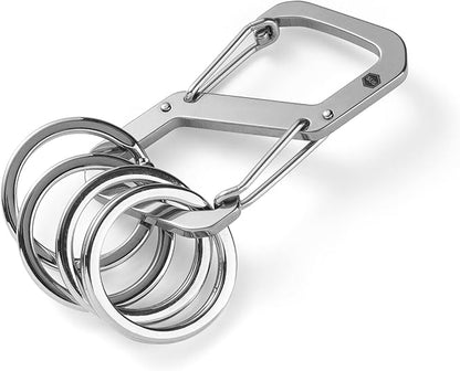 KeyUnity Stainless Steel Carabiner Mini Clips, Key Holder Organizer Keychain for Keys, Flashlight, Folding Knife & Whistles
