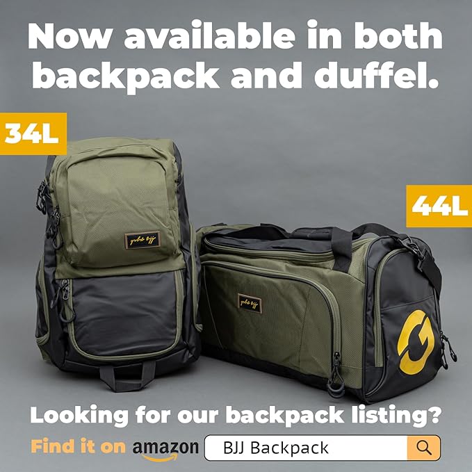 Gold BJJ Jiu Jitsu Duffle Bag - Waterproof Pocket for Sweaty Gi, Rashguard, or Shoes - The Perfect Duffel Bag for Martial Arts Gear, Boxing, MMA, and More