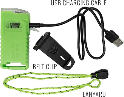 USB Rechargeable LED Emergency Flashlight for Home Power Failure, Waterproof, Small, High Powered for Camping, Hurricanes, Long Lasting with 2 Year Warranty. Has Red and Spot Light.