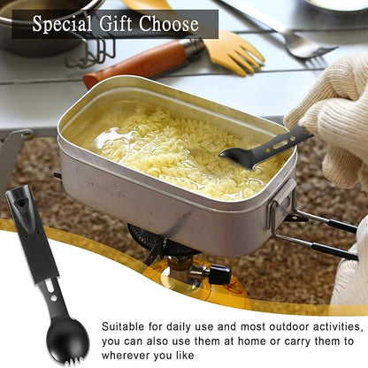 Multifunction Camping Flatware,8-In-1Camping Utensils for Hiking Camping Backpacking(Black)