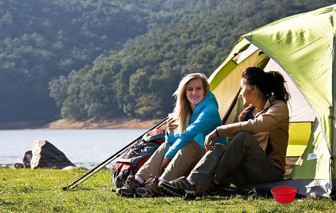Silicone Expandable Collapsible Bowl for Travel Camping Hiking (Red(S))