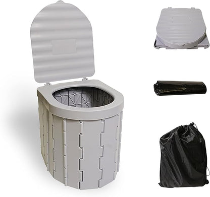 Portable Toilet for Adults，Extra Large Camping Toilets Portable with Lid, Folding Portable Toilet for Camping, Portable Potty for Adults with Trash Bag, Foldable Outdoor Toilet