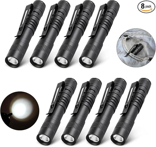 8 PCS LED Pen Light, Pocket Flashlight with Clip for Nurses, Portable Mini Flashlight Handheld Pen Light for Emergency, Overhaul, Outdoor Camping